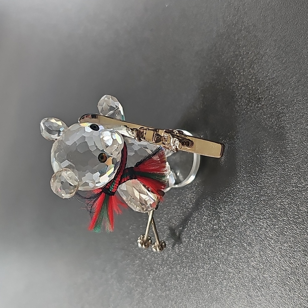 Crystal Ski Bear Figurine with Scarf